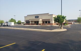 freshly paved parking lot for retail store