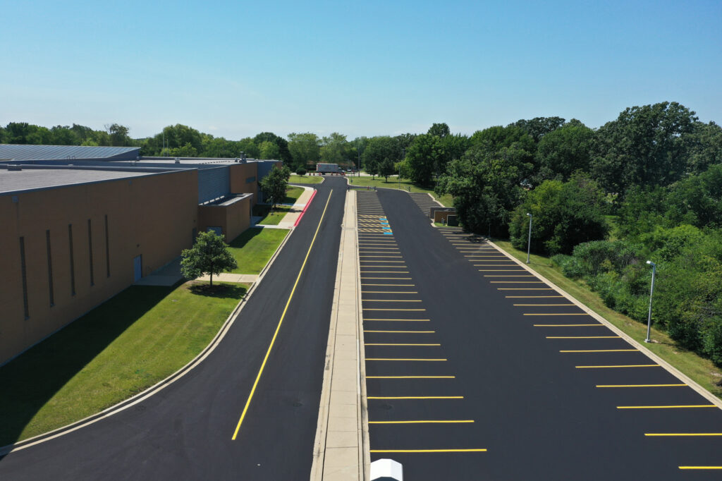 Freshly Paved School Parking Lot